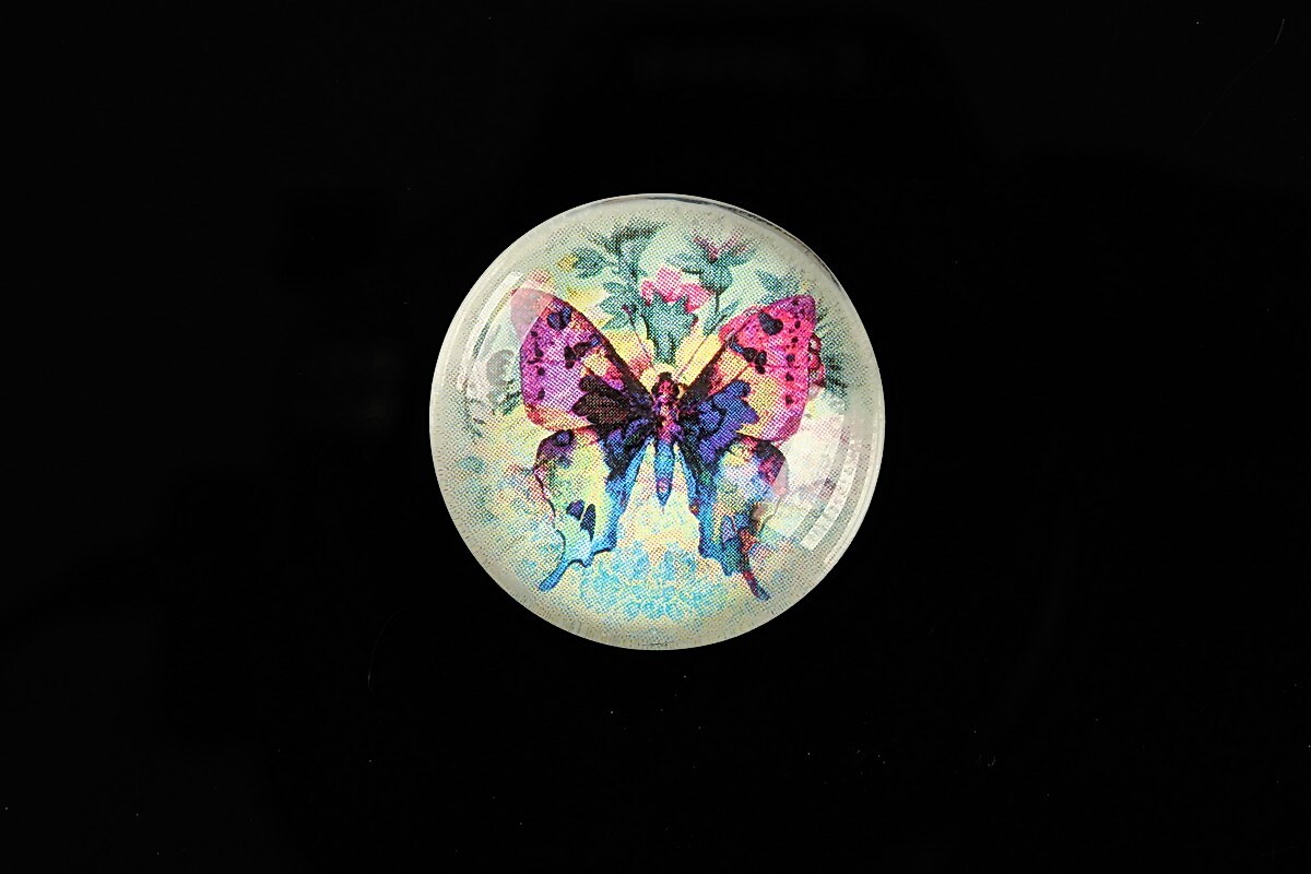 Cabochon sticla 25mm "Beauty of Butterfly" cod 507