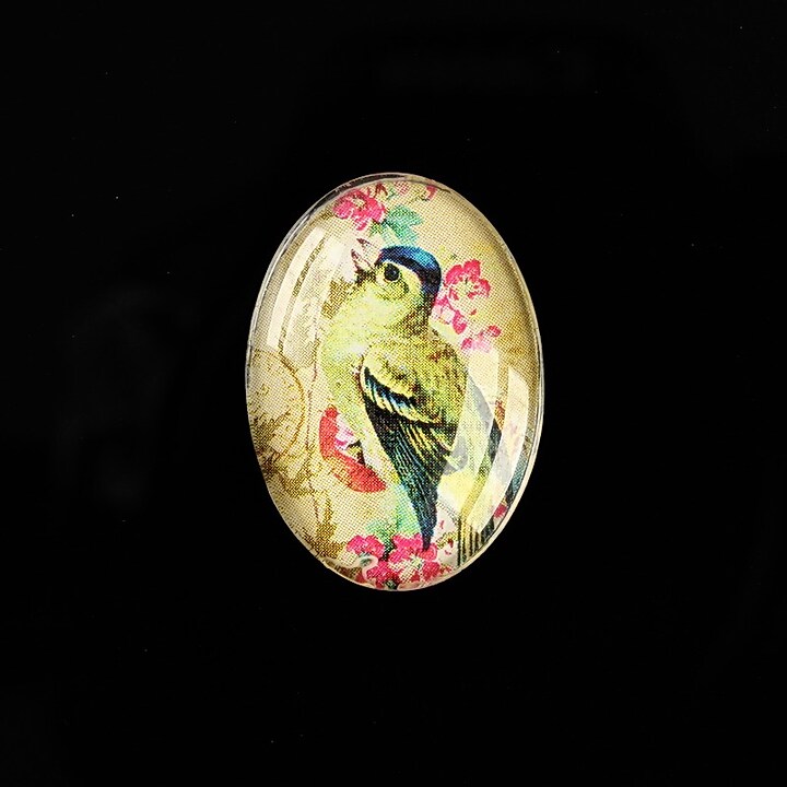 Cabochon sticla 25x18mm "Birds Sounds" cod 512