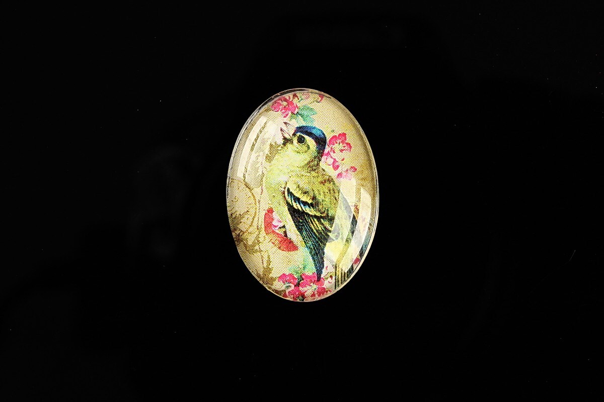 Cabochon sticla 25x18mm "Birds Sounds" cod 512