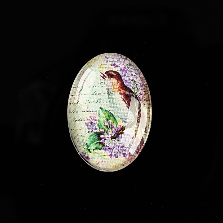 Cabochon sticla 25x18mm "Birds Sounds" cod 515