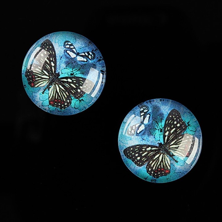 Cabochon sticla 18mm "Fly Butterfly" cod 519