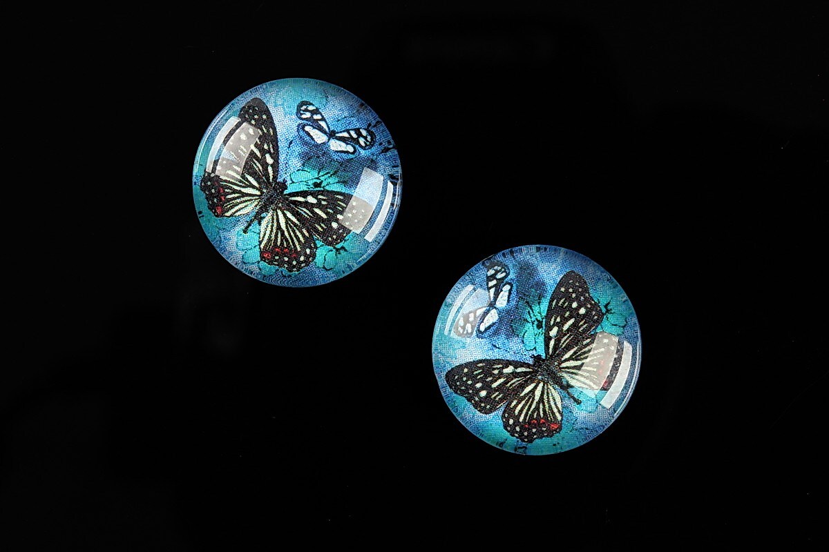 Cabochon sticla 18mm "Fly Butterfly" cod 519