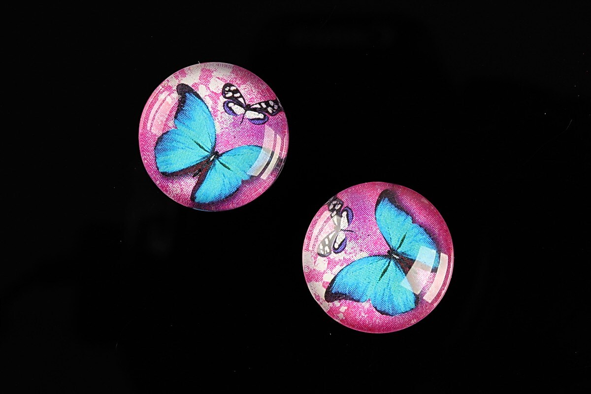 Cabochon sticla 18mm "Fly Butterfly" cod 520