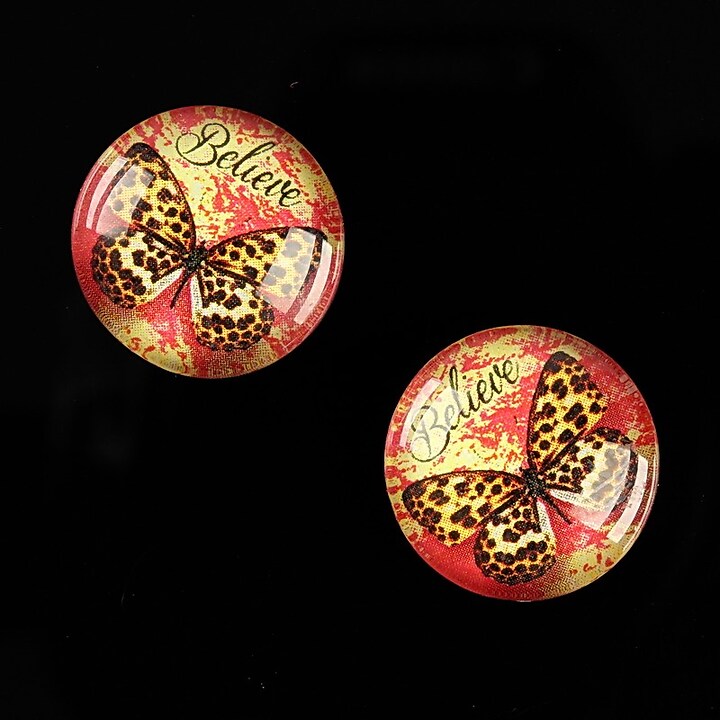 Cabochon sticla 18mm "Fly Butterfly" cod 522
