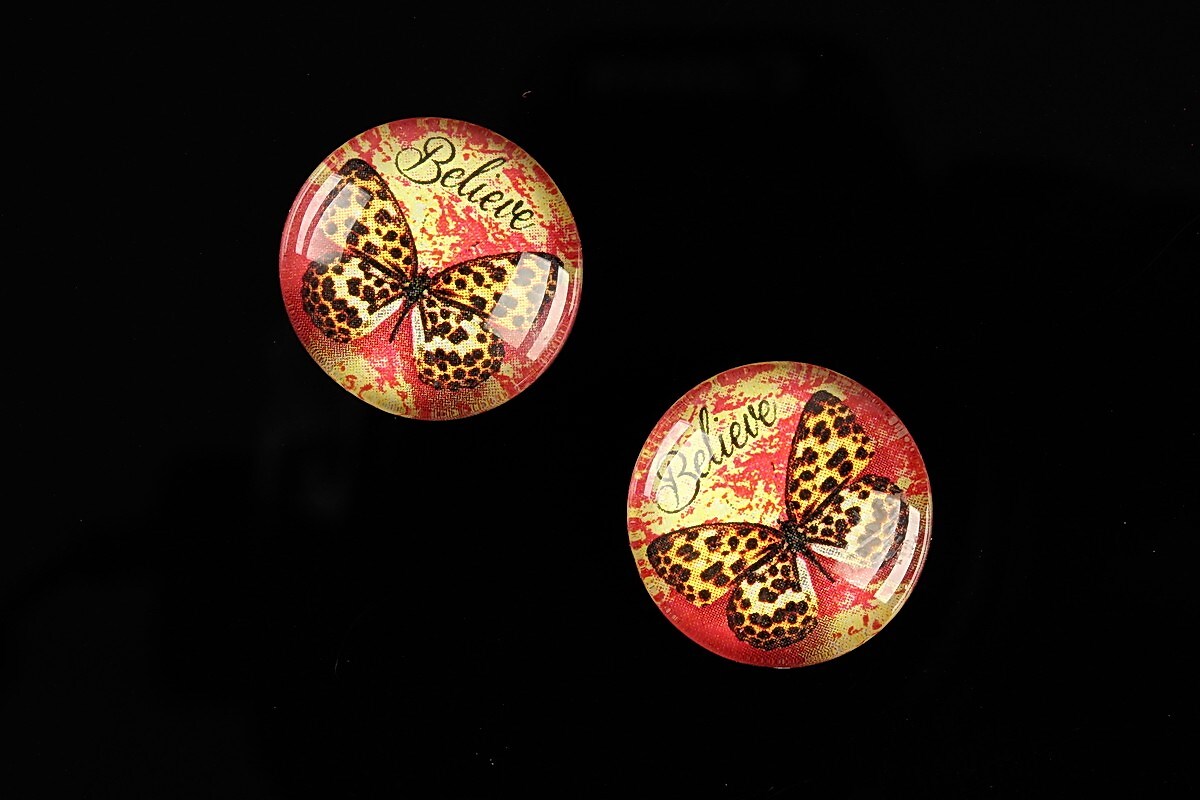 Cabochon sticla 18mm "Fly Butterfly" cod 522