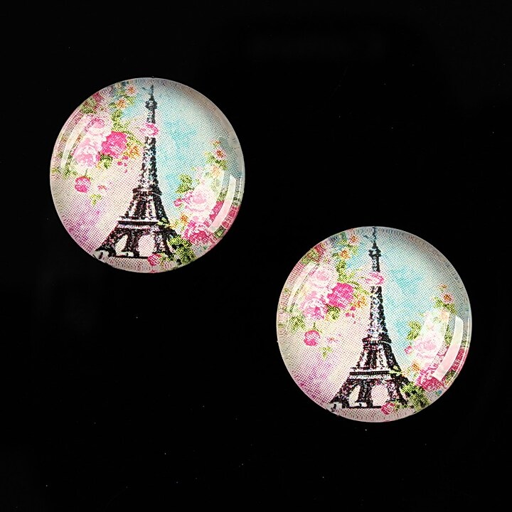 Cabochon sticla 18mm "With Paris With Love" cod 523