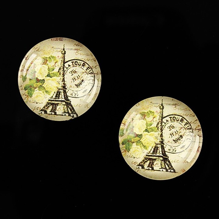 Cabochon sticla 18mm "With Paris With Love" cod 524
