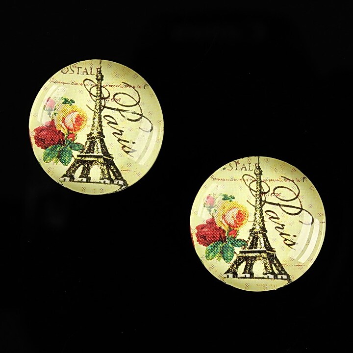Cabochon sticla 18mm "With Paris With Love" cod 525