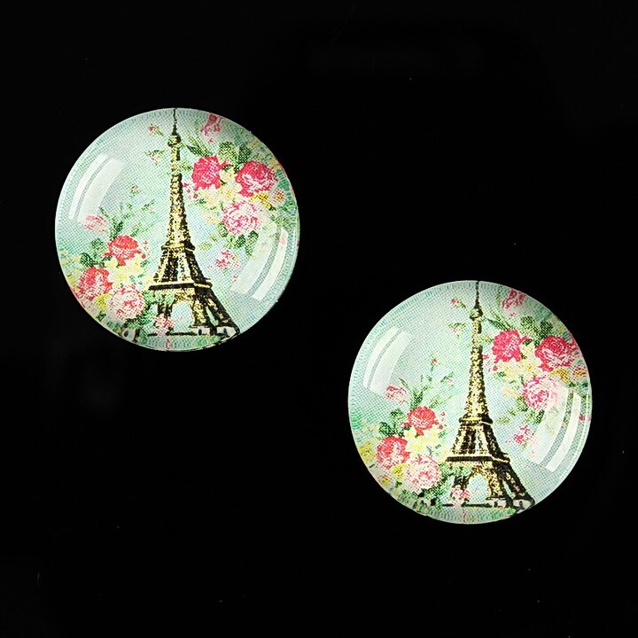 Cabochon sticla 18mm "With Paris With Love" cod 526