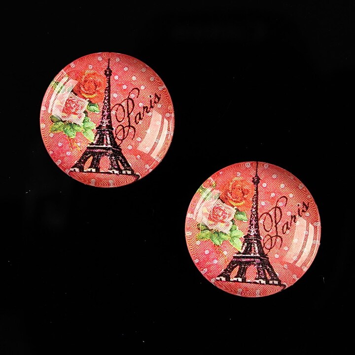 Cabochon sticla 18mm "With Paris With Love" cod 527