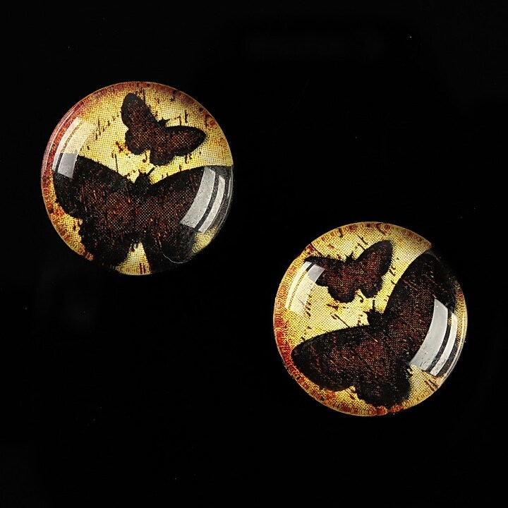 Cabochon sticla 18mm "Fly Butterfly" cod 528