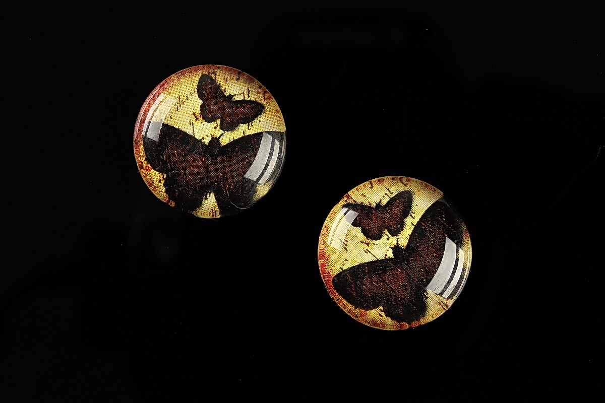 Cabochon sticla 18mm "Fly Butterfly" cod 528