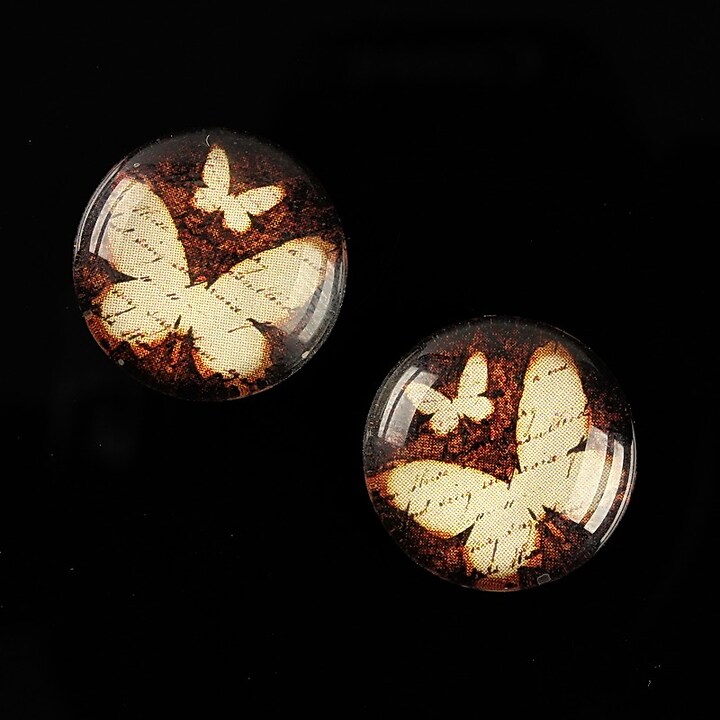 Cabochon sticla 18mm "Fly Butterfly" cod 529