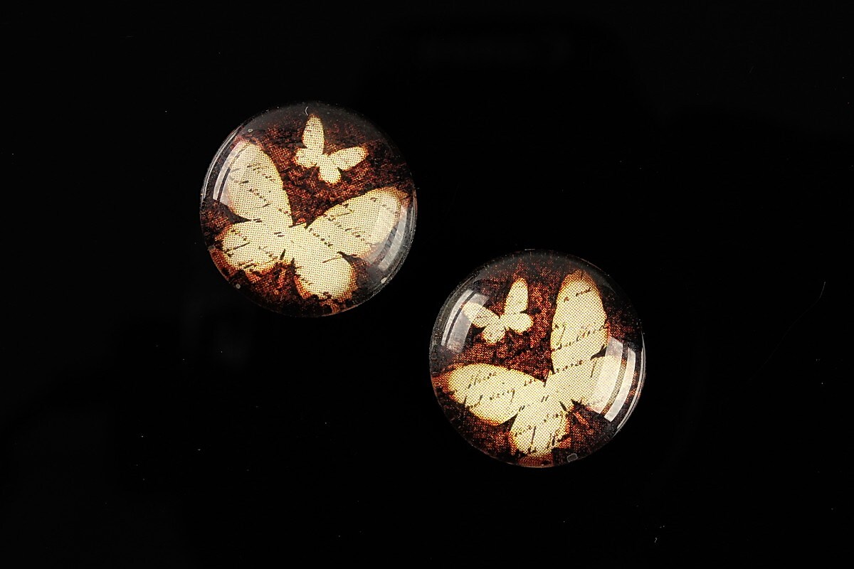 Cabochon sticla 18mm "Fly Butterfly" cod 529