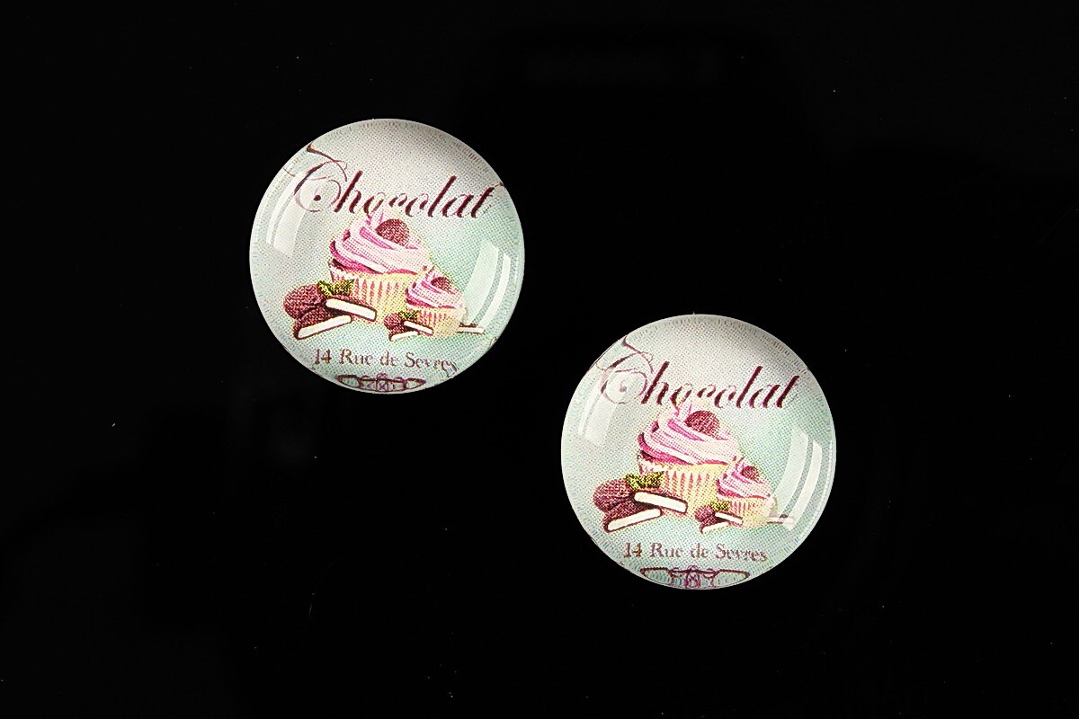 Cabochon sticla 18mm "Sweet Cakes" cod 537