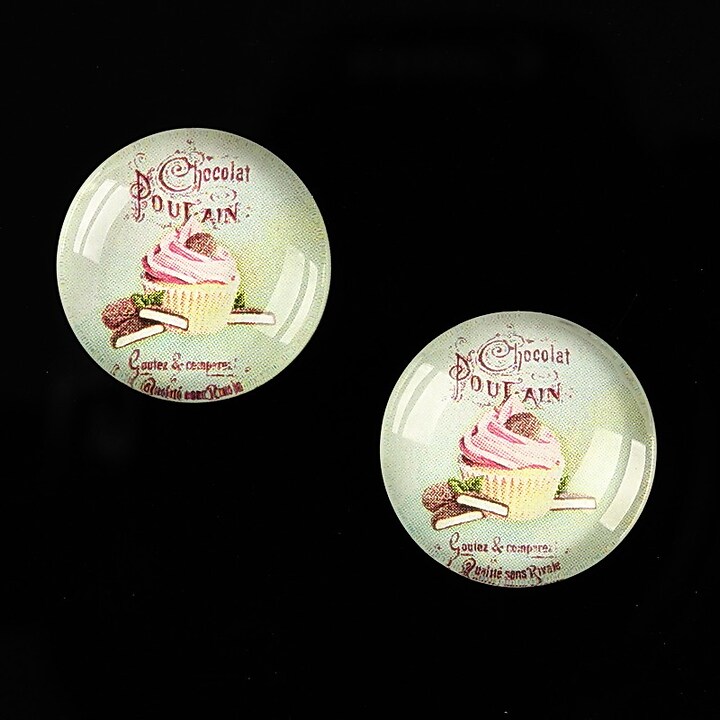 Cabochon sticla 18mm "Sweet Cakes" cod 538