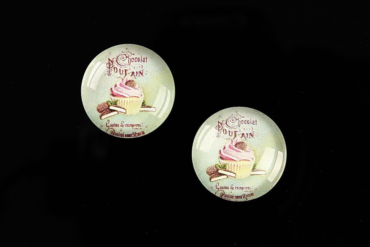 Cabochon sticla 18mm "Sweet Cakes" cod 538