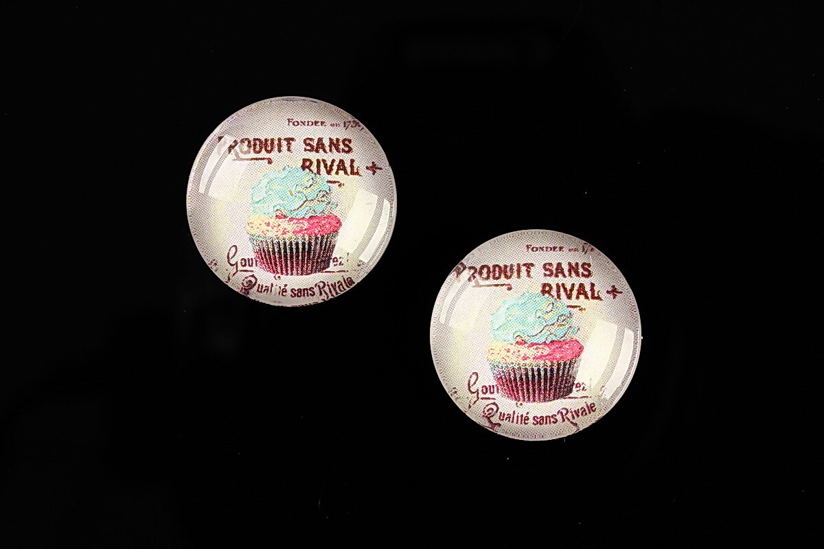 Cabochon sticla 18mm "Sweet Cakes" cod 539