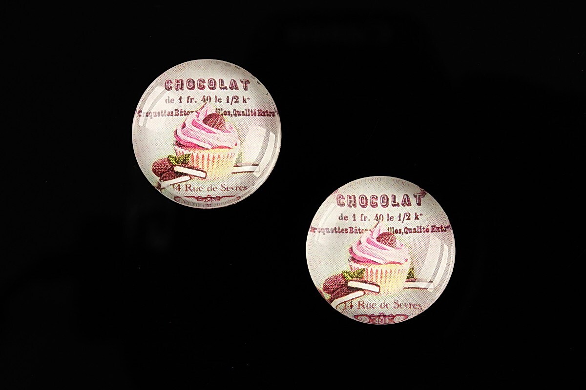 Cabochon sticla 18mm "Sweet Cakes" cod 540