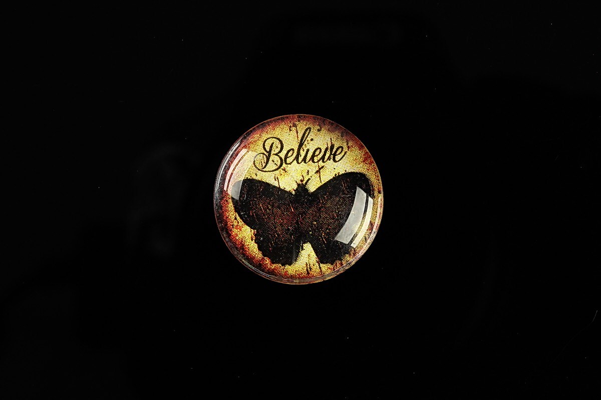 Cabochon sticla 20mm "Believe" cod 555