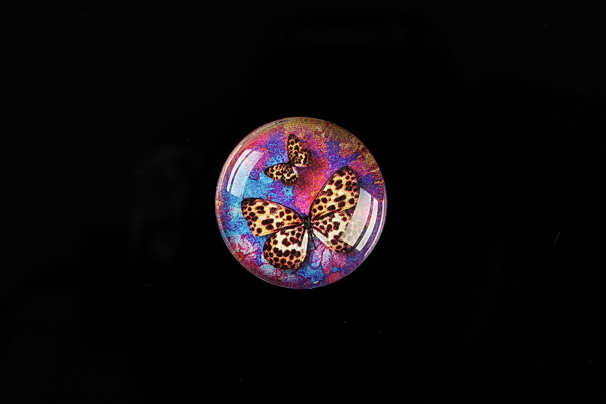 Cabochon sticla 20mm "Amazing Butterflies" cod 557