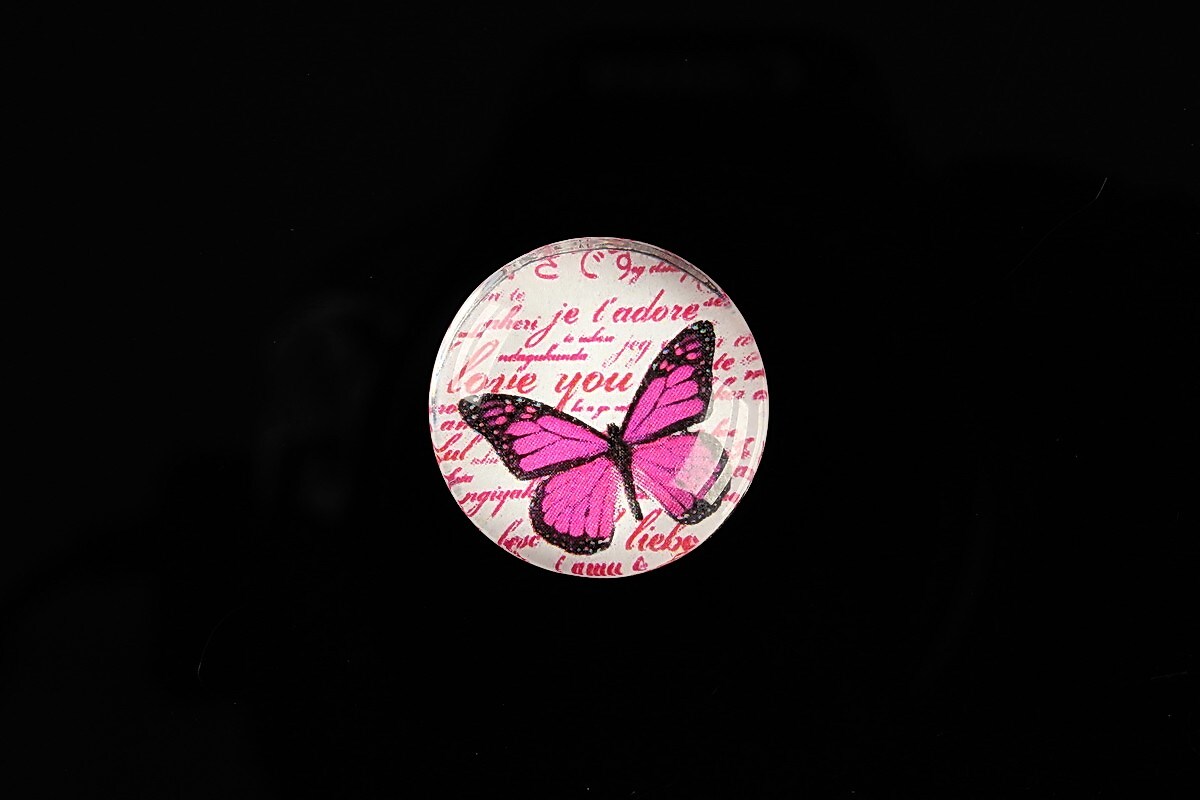 Cabochon sticla 20mm "Amazing Butterflies" cod 558