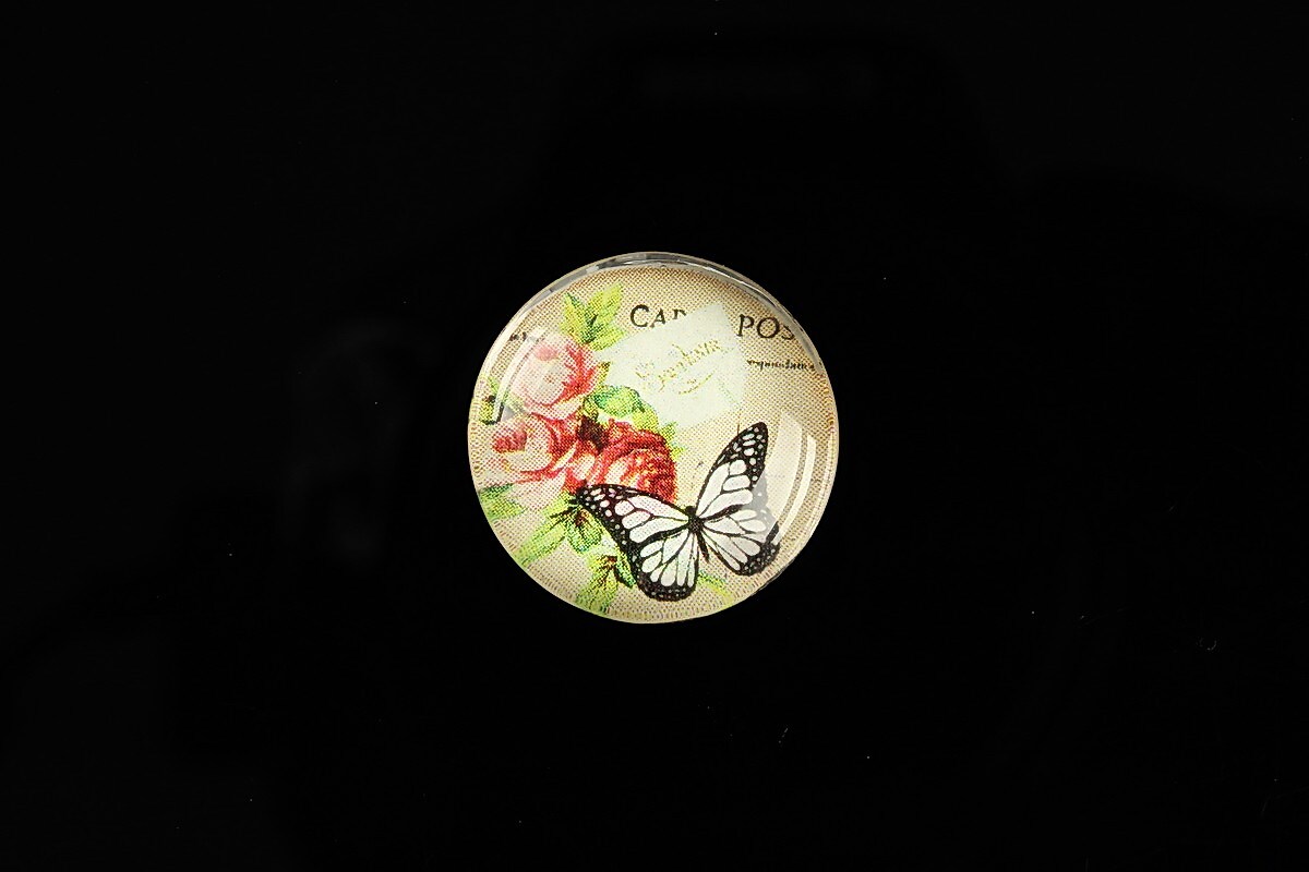 Cabochon sticla 20mm "Amazing Butterflies" cod 559