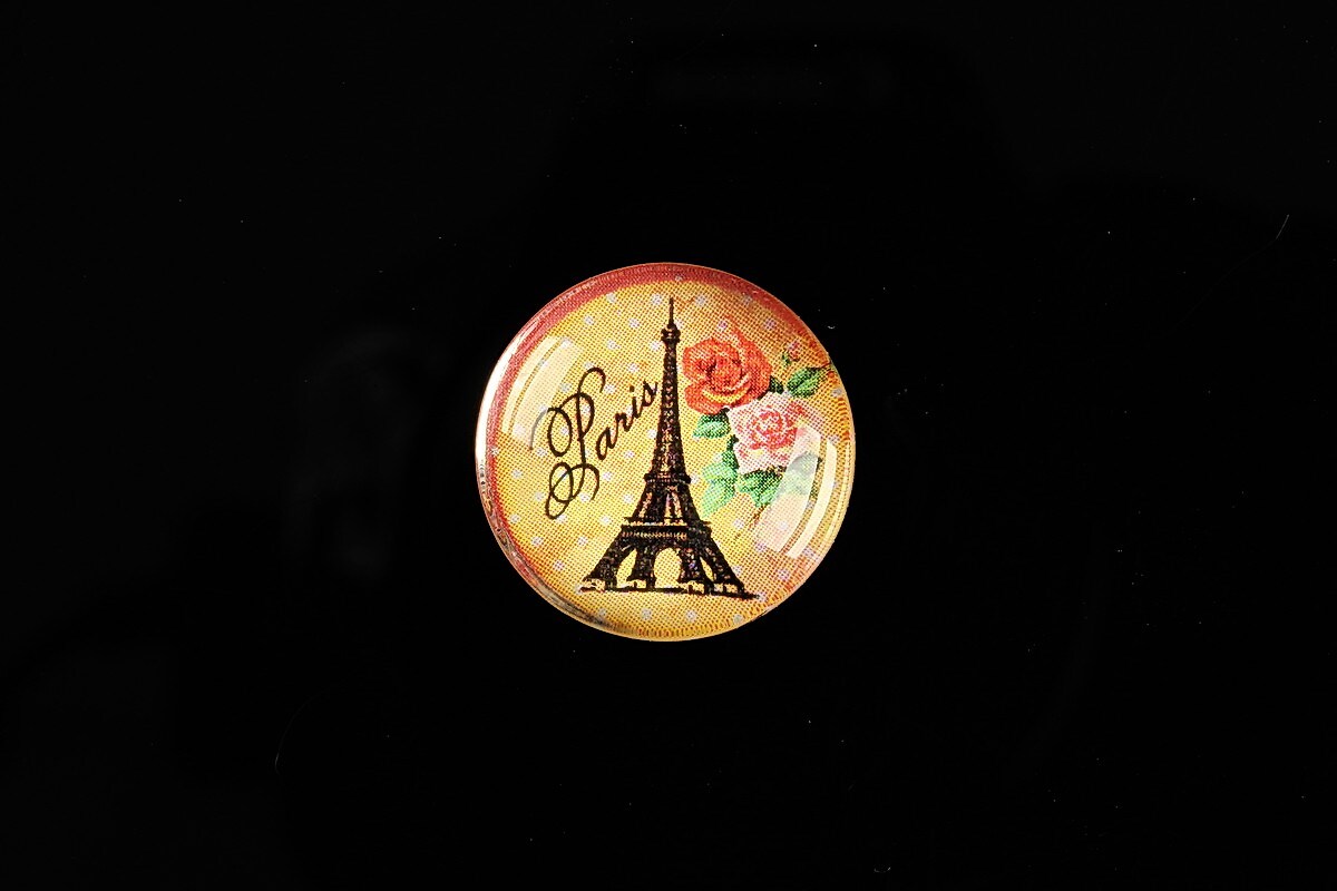 Cabochon sticla 20mm "With Paris With Love" cod 573