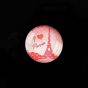 Cabochon sticla 20mm "With Paris With Love" cod 574