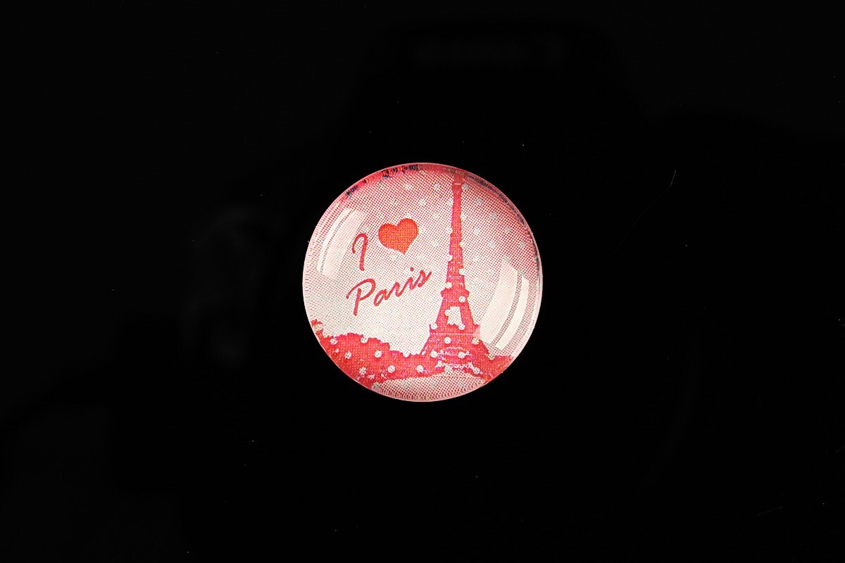 Cabochon sticla 20mm "With Paris With Love" cod 574