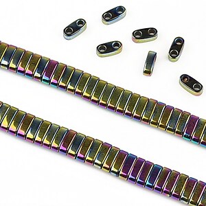 Hematit electroplacat cu 2 orificii 6x2x3mm - multicolor