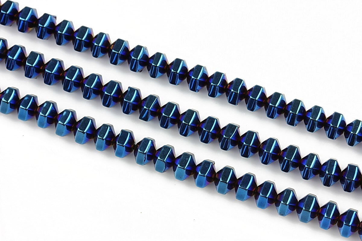 Hematit electroplacat rondele 4x5mm - albastru