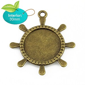 Baza cabochon pandantiv bronz carma 60x50mm (interior 30mm)