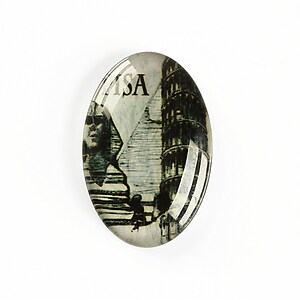 Cabochon sticla 30x20mm "Travel" cod A1165