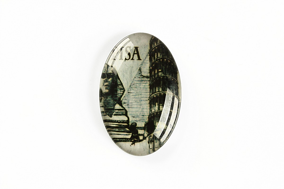 Cabochon sticla 30x20mm "Travel" cod A1165