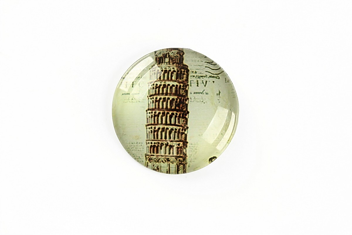 Cabochon sticla 25mm "Travel" cod A1276