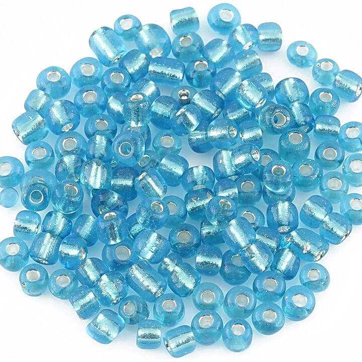 Margele de nisip 4mm cu foita argintie (50g) - cod 075 - bleu