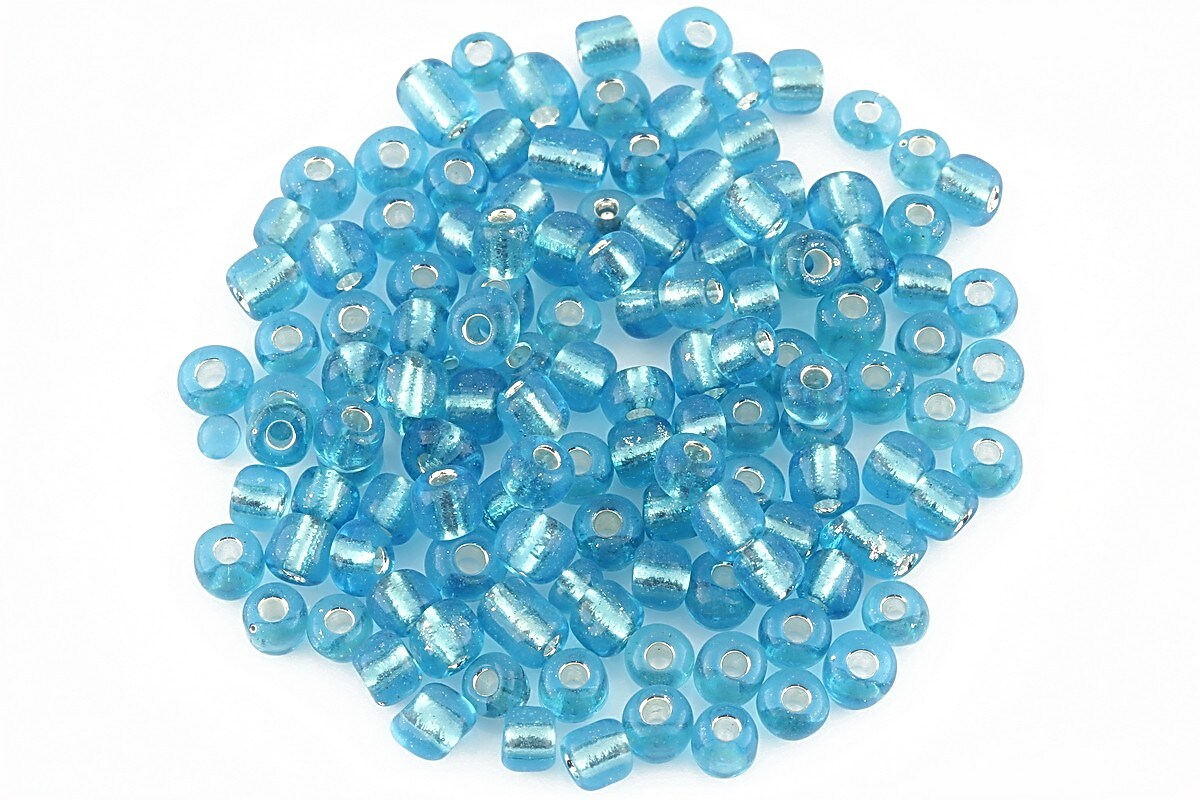 Margele de nisip 4mm cu foita argintie (50g) - cod 075 - bleu