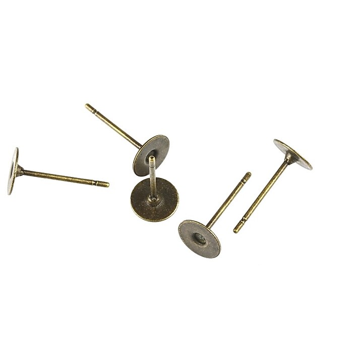 Baza cercei cu surub, platou 6mm, bronz (2 buc.)