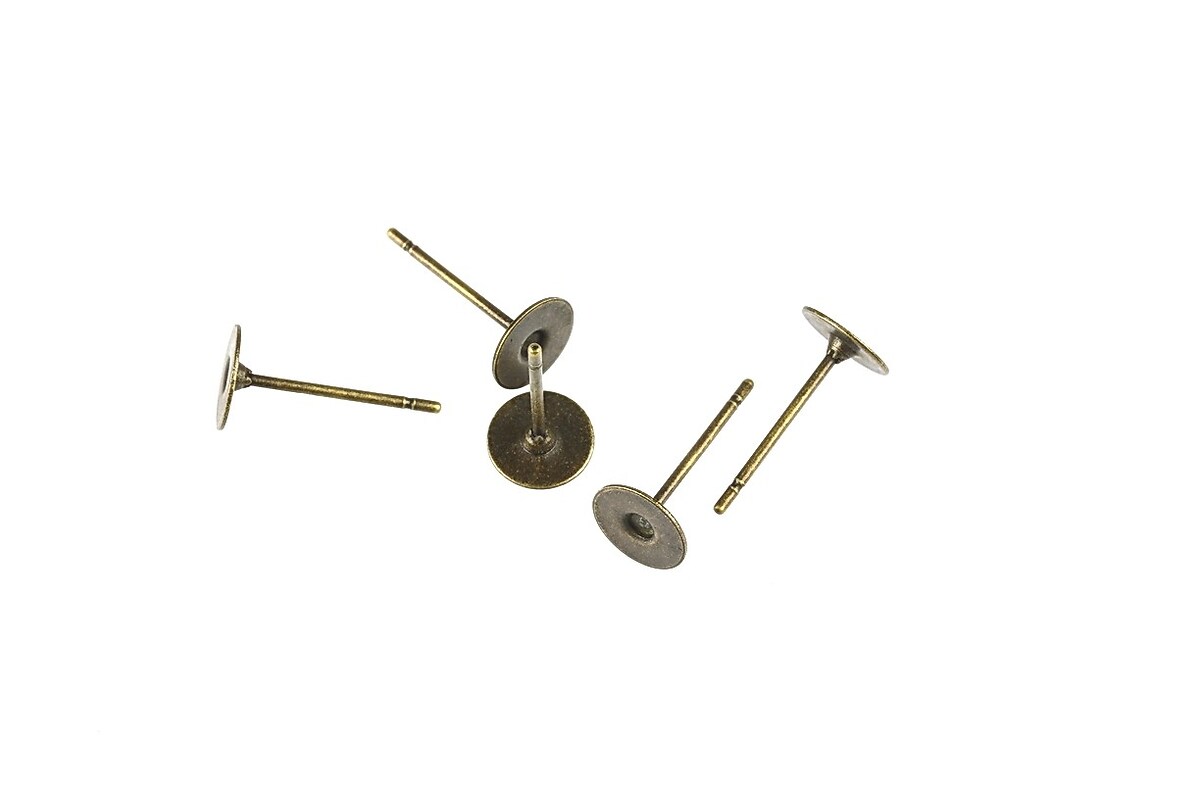 Baza cercei cu surub, platou 6mm, bronz (2 buc.)