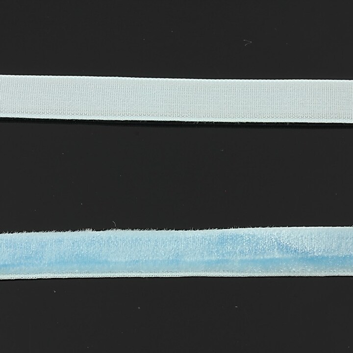 Panglica aspect catifea bleu, latime 1cm (50cm)