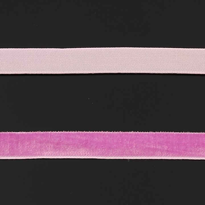 Panglica aspect catifea roz bonbon, latime 1cm (50cm)