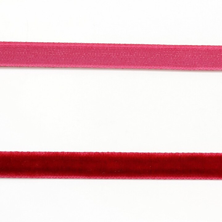 Panglica aspect catifea rosu, latime 1cm (50cm)