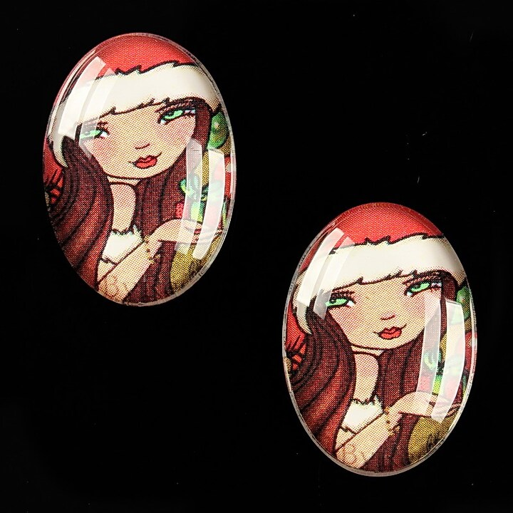 Cabochon sticla 25x18mm "Christmas" cod 578