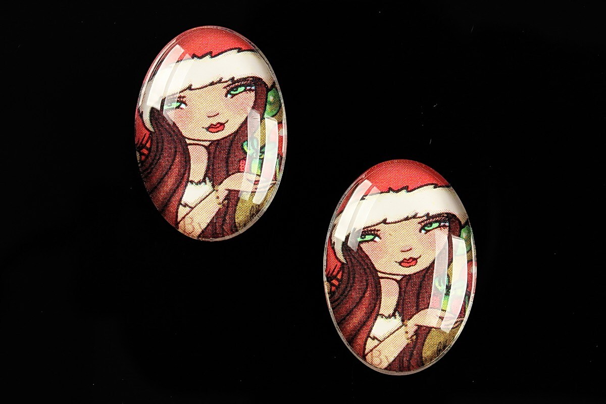 Cabochon sticla 25x18mm "Christmas" cod 578