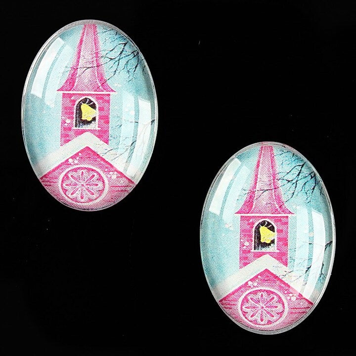 Cabochon sticla 25x18mm "Christmas" cod 579