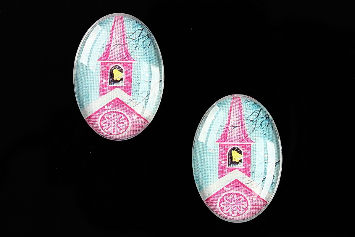 Cabochon sticla 25x18mm "Christmas" cod 579