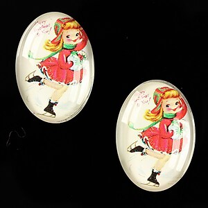 Cabochon sticla 25x18mm "Christmas" cod 580