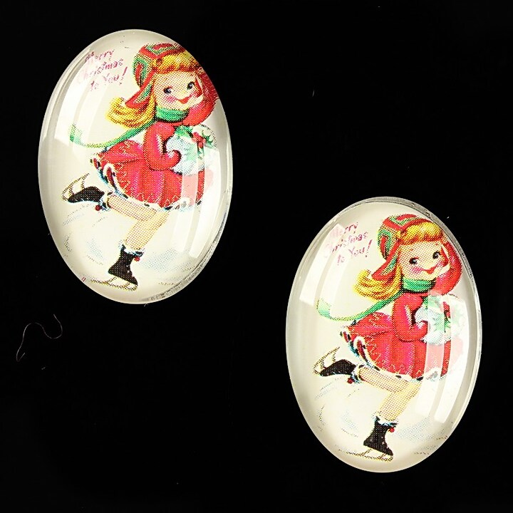 Cabochon sticla 25x18mm "Christmas" cod 580