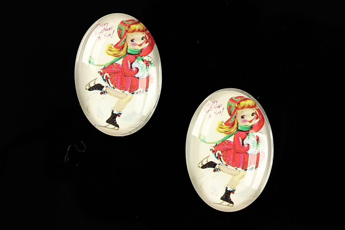 Cabochon sticla 25x18mm "Christmas" cod 580